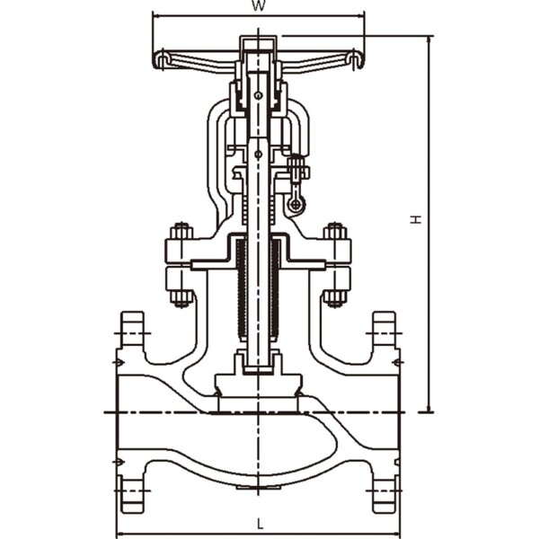 ANSI STANDARD HIGH PRESSURE BELLOWS SEALED GLOBE VALVE Data Dimension