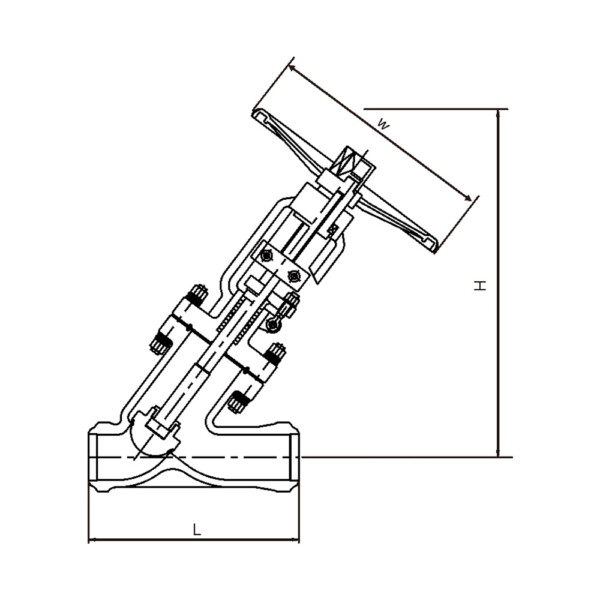 BELLOWS SEALED MOLTEN SALT GLOBE VALVE Data Dimension