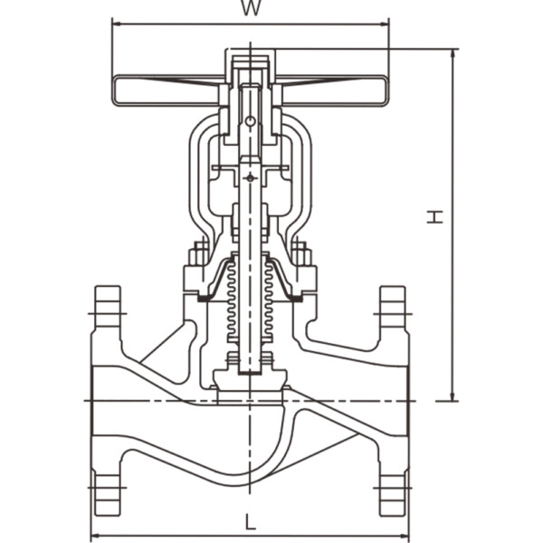 DIN STANDARD BELLOW SEAL GLOBE CHECK VALVE Data Dimension