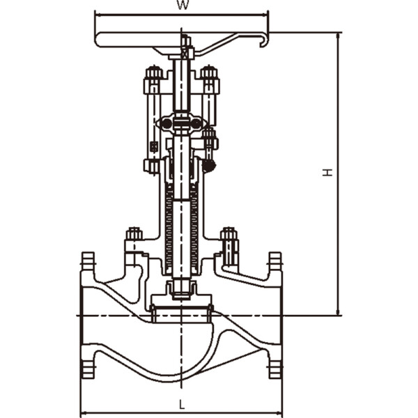 DIN STANDARD BELLOWS SEALED GLOBE VALVE (SUPER) Data Dimension