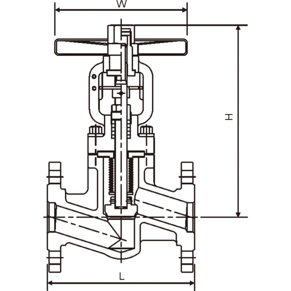 INTERGRAL FORGED STEEL BELLOWS SEALED GLOBE VALVE Data Dimension