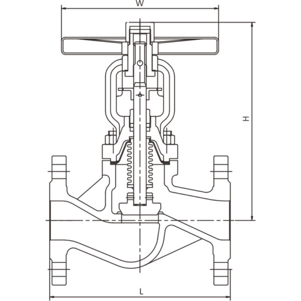 JIS STANDARD BELLOWS SEALED GLOBE VALVE Data Dimension